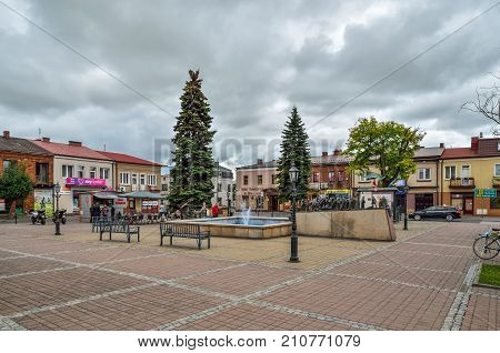 SKALA POLAND - AUGUST 13 2017: Nice little market in Skala City Poland.