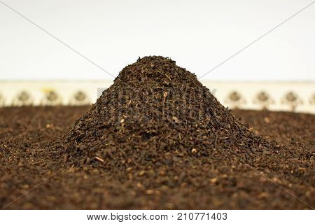 a pile of poured small Turkish dry tea