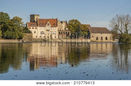 Flechtingen water castle in Saxony Anhalt, Germany