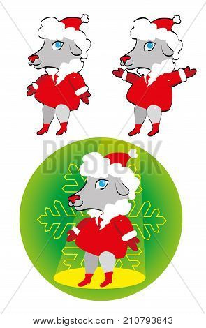 Santa sheep character for greeting or invitation card