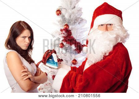 this young lady doesn't seem very happy with the new flat iron she got from santa claus