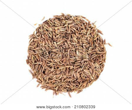 Cumin seeds or caraway isolated on white background. Macro