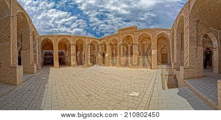 Beautiful inner courtyard buildings of the Jame mosque at Nain.