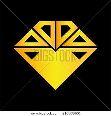 Diamond gold icon. Flat illustration of diamond vector icon for web