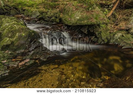 Javori Creek In Krkonose Mountains National Park In Autumn Color Day