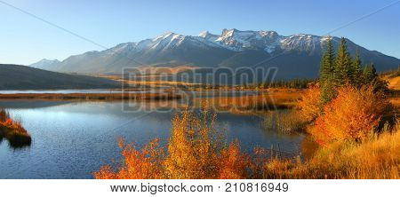 Talbot lake panorama in Jasper national park