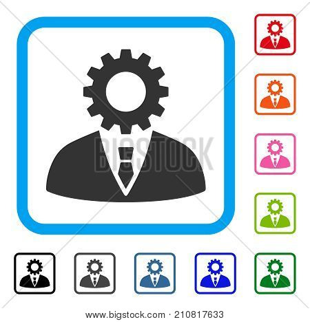 Soulless Official Bureaucrat icon. Flat gray iconic symbol in a light blue rounded frame. Black, gray, green, blue, red, orange color variants of Soulless Official Bureaucrat vector.
