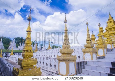 MANDALAY MYANMAR - SEP 02 : Sandamuni Pagoda in Mandalay Myanmar on September 02 2017 Sandamuni Pagoda is a Buddhist stupa located southwest of Mandalay Hill