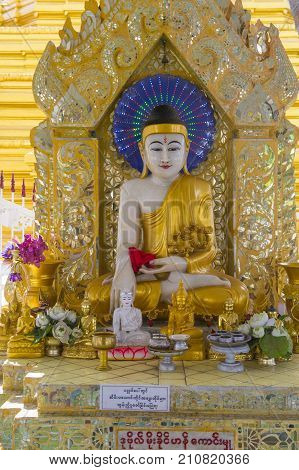 MANDALAY MYANMAR - SEP 02 : Interior of Sandamuni Pagoda in Mandalay Myanmar on September 02 2017 Sandamuni Pagoda is a Buddhist stupa located southwest of Mandalay Hill