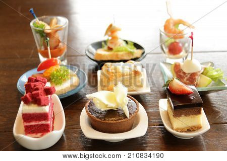 A Delicious assorted mini dessert cocktai banquet