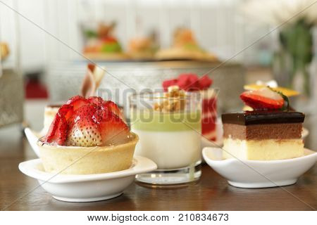 A Delicious assorted mini dessert cocktai banquet