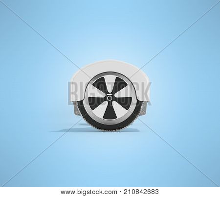 Modern Sporty Gyroboard White Side View 3D Render On Blue Background