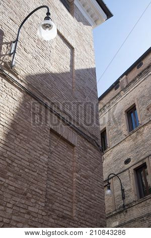 Appignano (Ancona Marches Italy) buildings of the historic village: a typical street