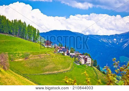 Idyllic Alpine Vilage On The Slope