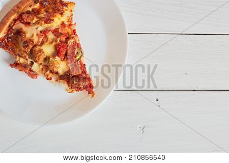 Top View Of Italian Rustic One Slice Pizza