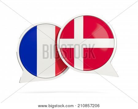 Chat Bubbles Of France And Denmark Isolated On White