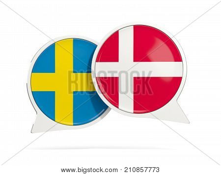 Chat Bubbles Of Sweden And Denmark Isolated On White