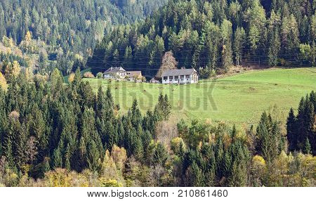 Farm house. Alps mountains, Murau district, Styria, Austria
