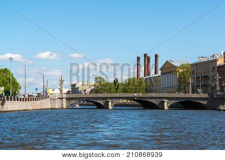 St. Petersburg, Russia - June 04.2017 Obukhov Bridge on a Fontanka River
