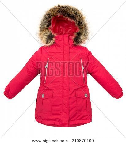 Childrens Women winter jacket isolated on white background.