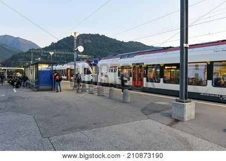 Train Station Of Lamone With People On Movement