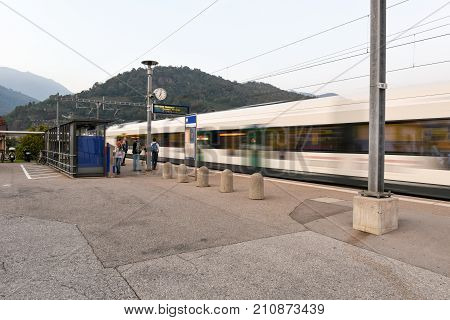 Train Station Of Lamone With People On Movement