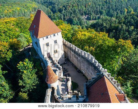 Medieval castle Kokorin. View from main tower, Kokorinsko, Czech Republic