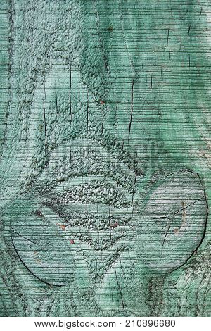 Texture wooden background of old wooden painted textured surface with green peeling paint texture