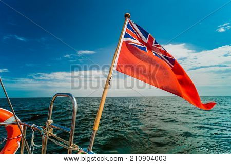 Uk Red Ensign The British Maritime Flag Flown From Yacht