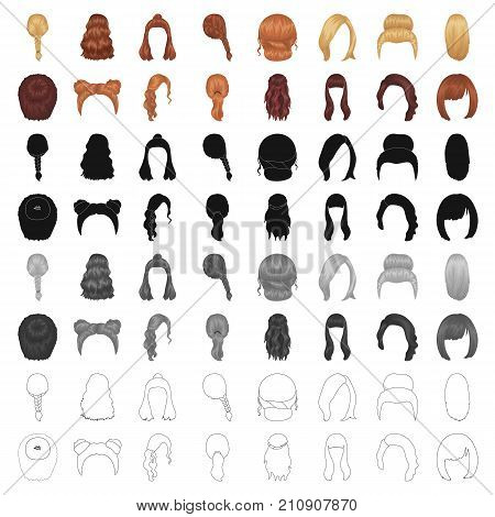 Quads, blond braids and other types of hairstyles. Back hairstyle set collection icons in cartoon style vector symbol stock illustration .