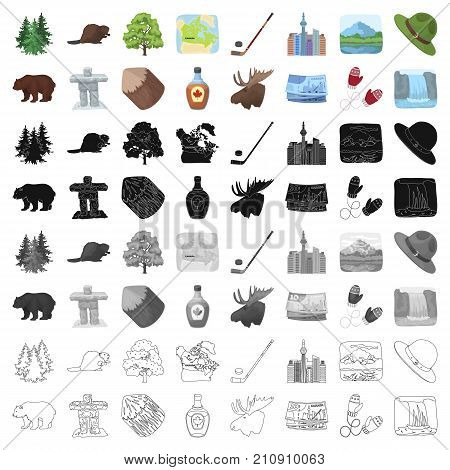 Wild animal, deer, horns and other Canada elements. Canada set collection icons in cartoon style vector symbol stock illustration.