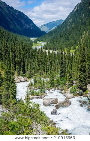 Bridge Over The River In Karakol National Park