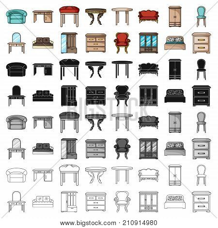 Furniture and home interior set icons in cartoon design. Big collection of furniture and home interior vector symbol stock illustration