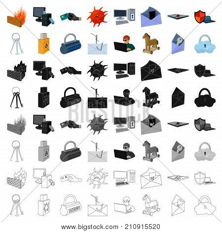 Hackers and hacking set icons in cartoon design. Big collection of hackers and hacking vector symbol stock illustration
