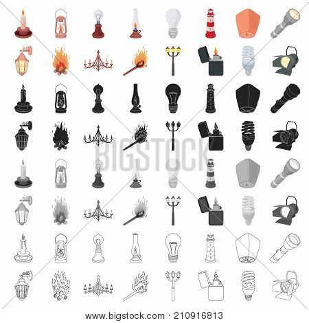 Light source set icons in cartoon style. Big collection light source vector symbol stock