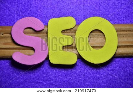 word seo on a  abstract colorful background