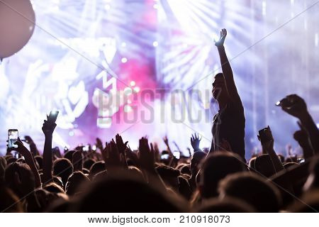 Hand With A Smartphone Records Live Music Festival