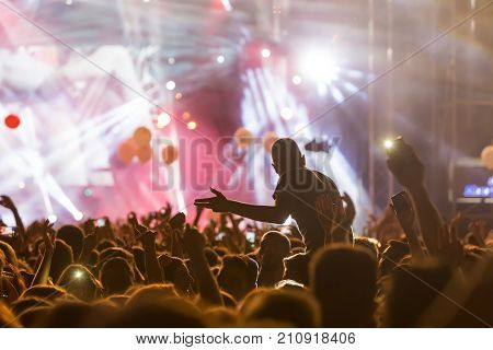 Hand With A Smartphone Records Live Music Festival