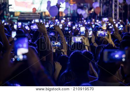 Hand With A Smartphone Records Live Music Festival