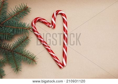Christmas treats: bright candy canes in a