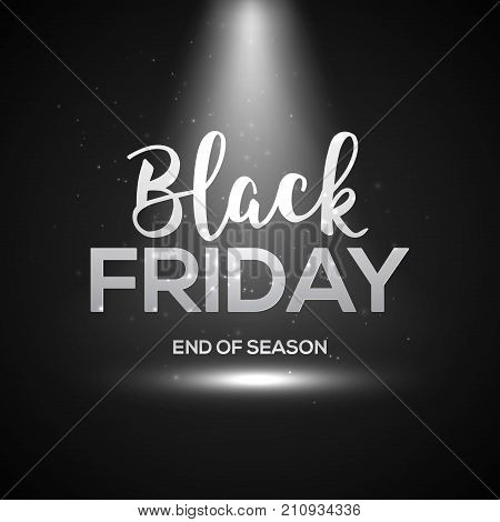 Black friday banner with light. Dark spotlight design vackground with black friday poster.