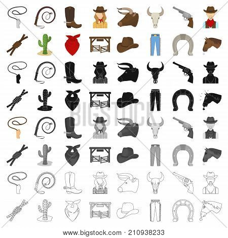 Rodeo set icons in cartoon design. Big collection of rodeo vector symbol stock illustration