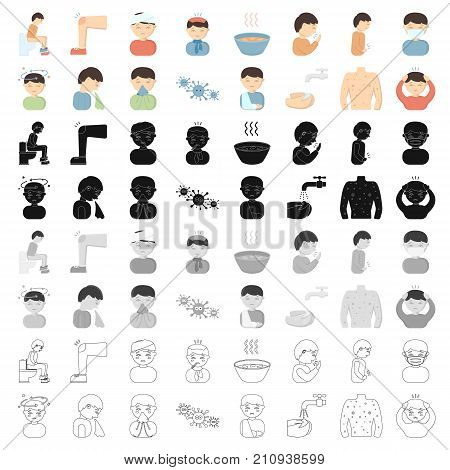 Sick set icons in cartoon style. Big collection of sick vector symbol stock
