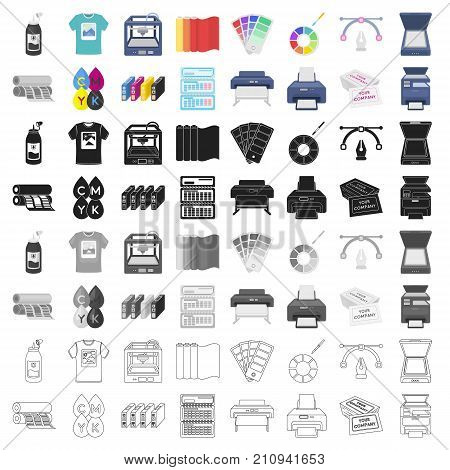 Typography set icons in cartoon style. Big collection of typography vector symbol stock