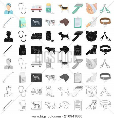 Veterinary clinic set icons in monochorme design. Big collection of veterinary clinic vector symbol stock illustration
