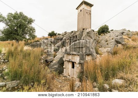 Ancient Tombs In Xantos - Lycian Capital Located In Antalya Province Of Turkey