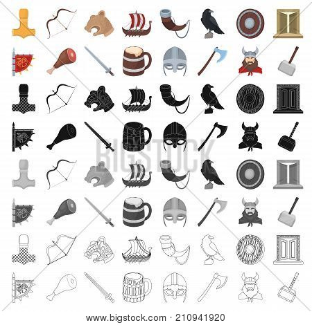Vikings set icons in cartoon design. Big collection of vikings vector symbol stock illustration