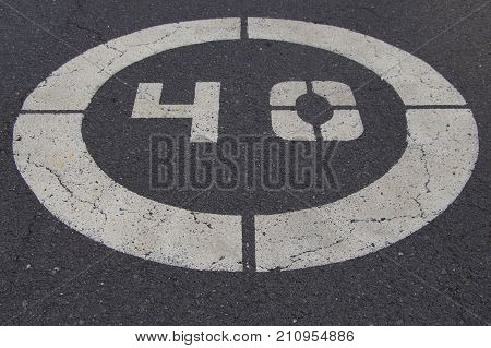 Gray Ashalt traffic sign - speedlimit 40