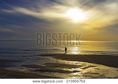 The beach Thung Wua Lan Beach beautiful with sunlight morning at Chumphon Province Thailand is famous for travel