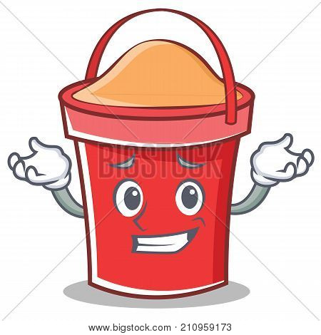 Grinning bucket character cartoon style vector illustration